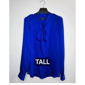 Banana Republic Cobalt Blue Tie-Neck Blouse M Tall